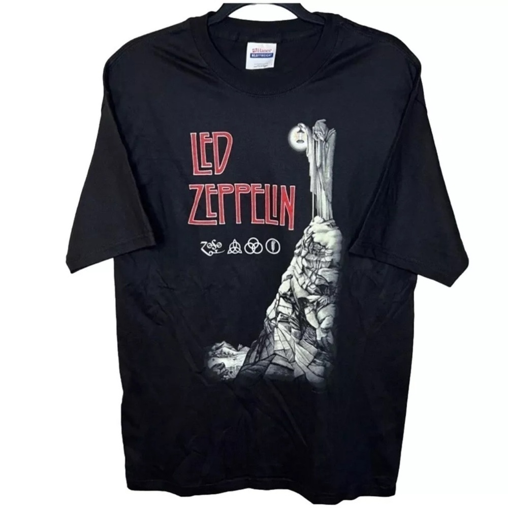 Led Zeppelin Men’s M Hanes Black Short Sleeve Graphic The Hermit T-Shirt